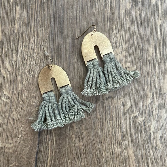Jewelry - Sage Green Tassel Earrings